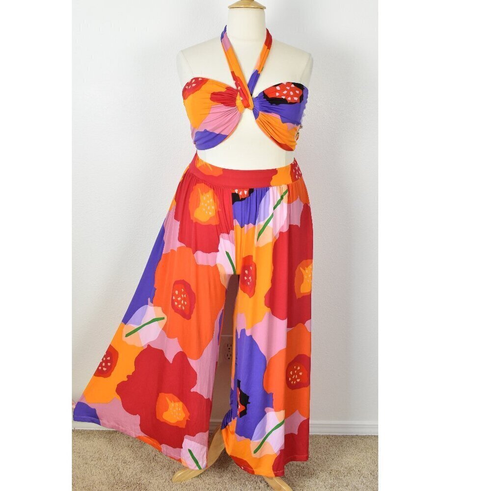 Good Time USA Floral Bora Bora Bandeau Pants Set NEW -1X - Picture 2 of 12